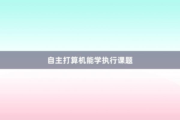 自主打算机能学执行课题